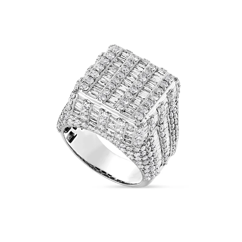 round-cut engagement ring for women-10K White Gold 5.80ct Square Shape Baguette Diamond Ring