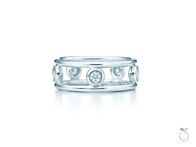 cluster setting ladies ring-Tiffany & Co. Diamond By the Yard Ring in Platinum