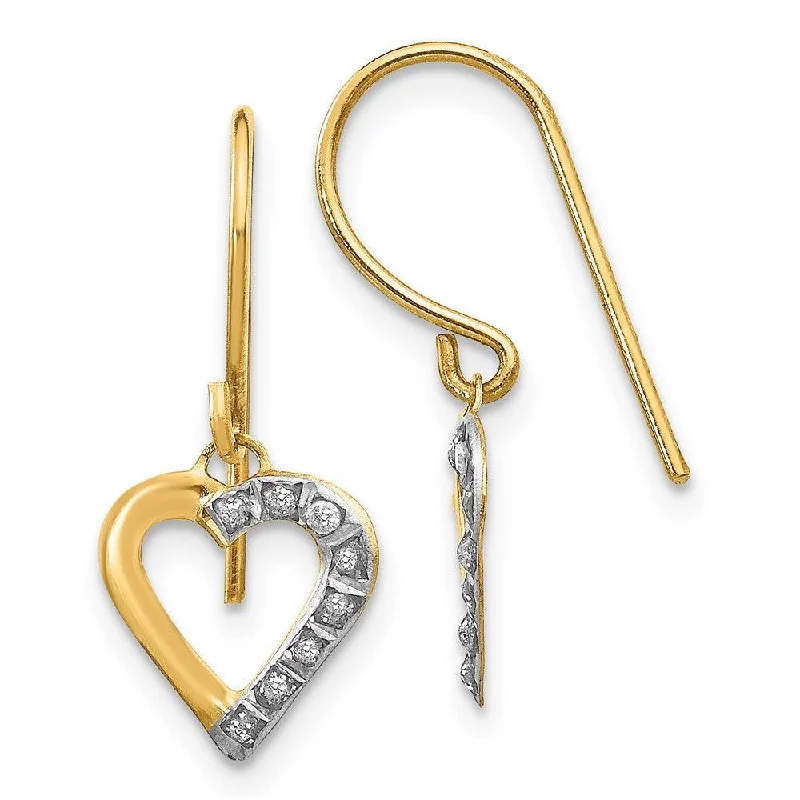 drop ladies earrings-14k Diamond Fascination Heart Earrings