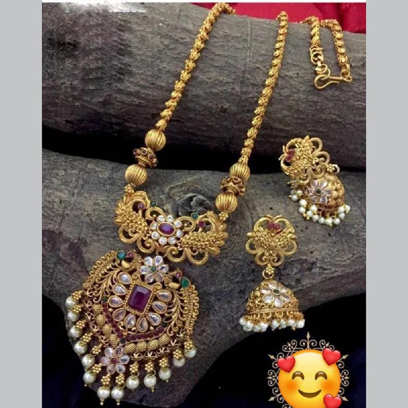 hammered metal ladies necklace-Manisha Jewellery Gold Plated Austrian Necklace Set