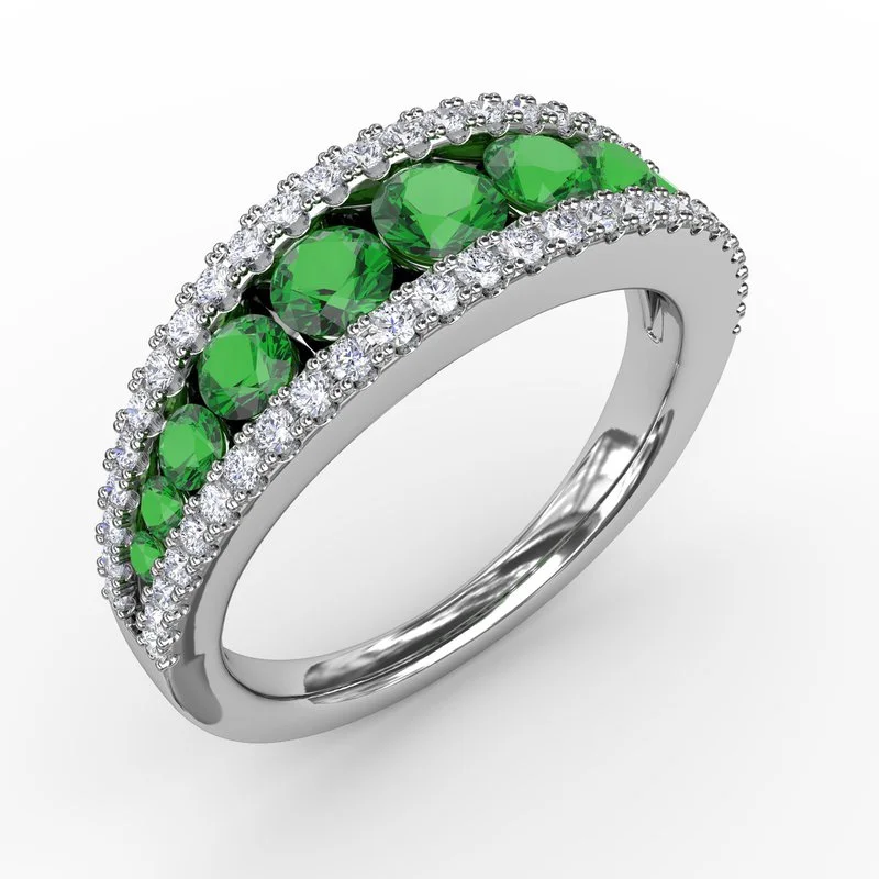 celestial orbit engagement ring for women-Walk This Way Emerald and Diamond Ring R1348E