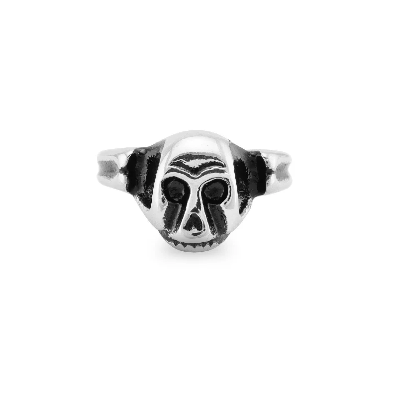 non-traditional ladies ring-Polished Skull Stainless Steel Ring / SRJ2276