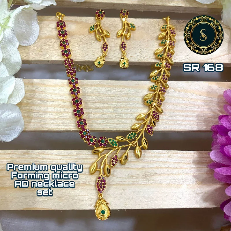 gemstone drop ladies necklace-Siara Collections Forming Gold Pota Stone Necklace Set