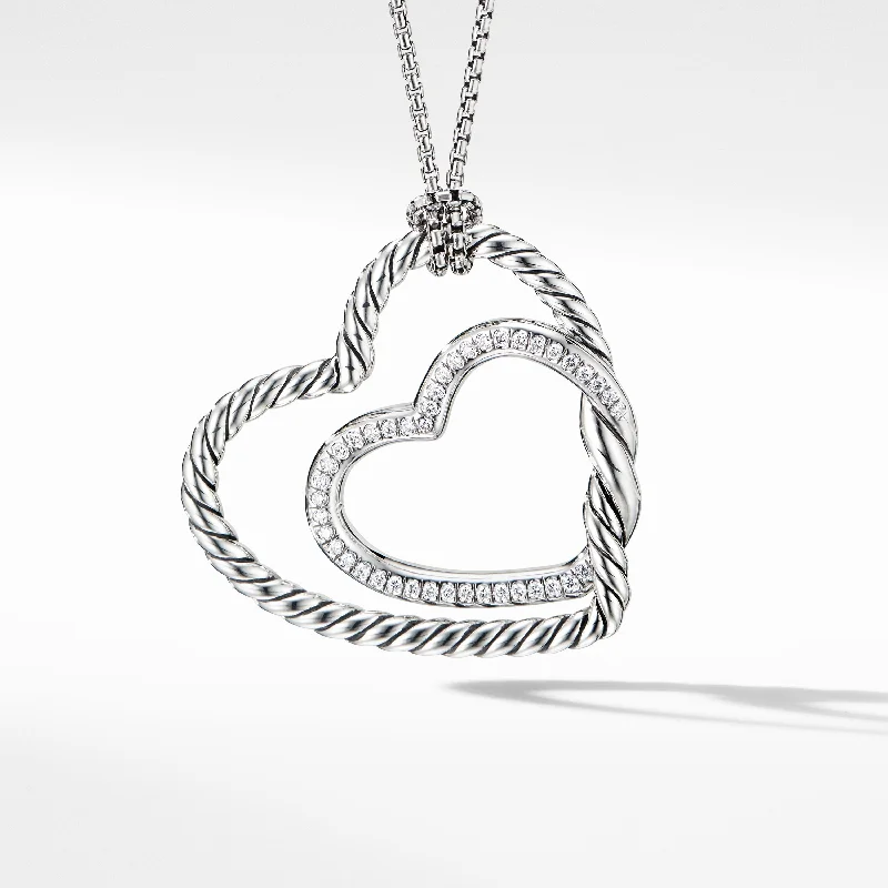 hammered metal ladies necklace-Continuance Heart Necklace with Diamonds