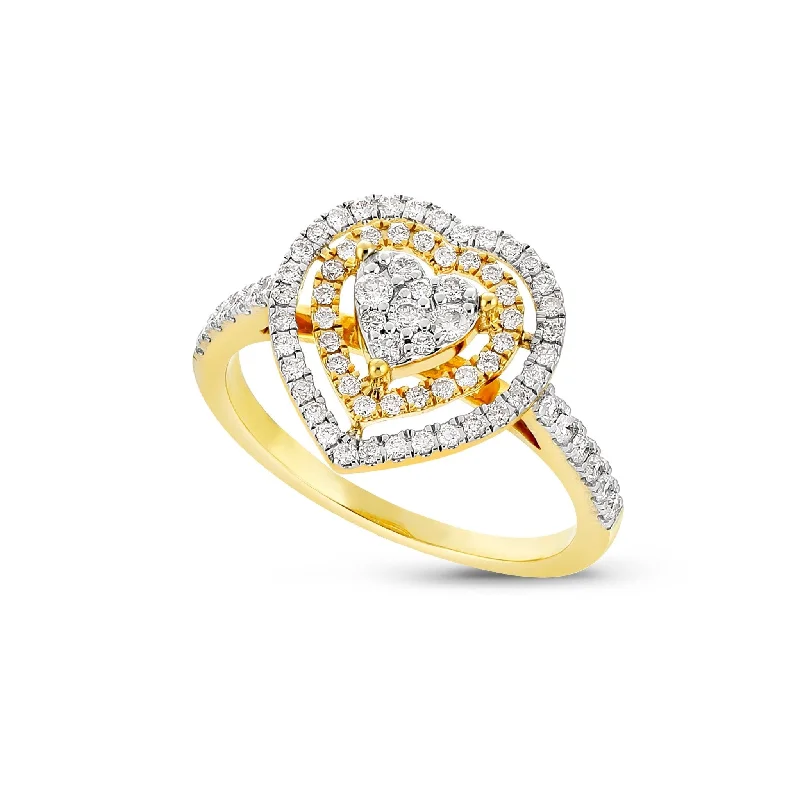 modern architectural engagement ring for women-10K Gold 2.60ct Heart Halo Diamond Ring