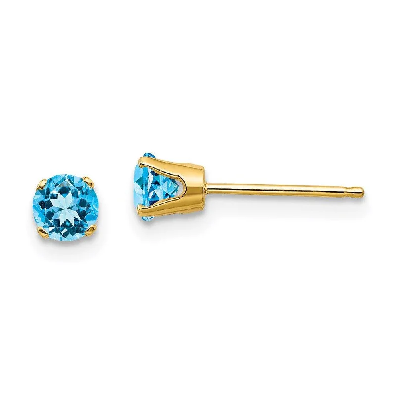 micro-pave ladies earrings-14k 4mm December/Blue Topaz Post Earrings