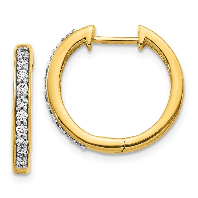 celestial constellation ladies earrings-14k Yellow Gold Diamond Hoop Earrings