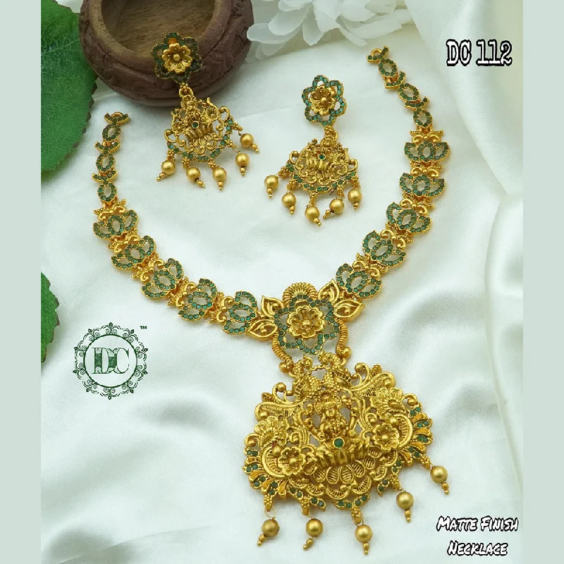 birth month flower ladies necklace-Diksha Collection Gold Plated Choker Necklace Set