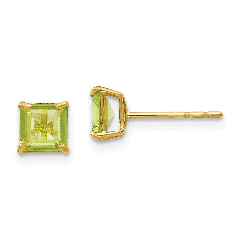 double dangle ladies earrings-Madi K Kid's 14k  Peridot 5mm Square Post Earrings