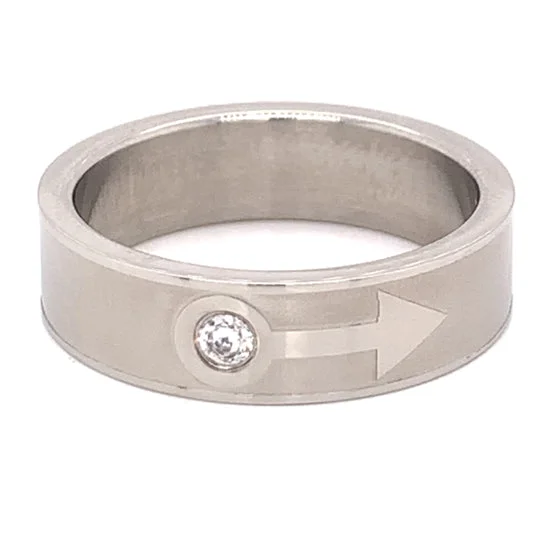 double shank ladies ring-Male Mars Symbol CZ Stainless Steel Ring / RRJ0043