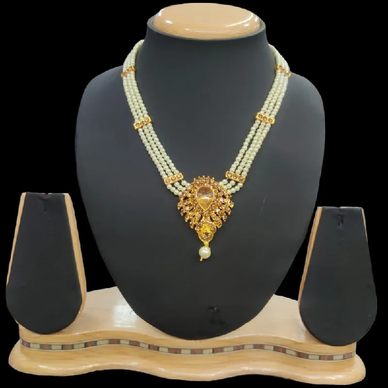 black diamond ladies necklace-Manisha Jewellery Gold Plated Pearl Necklace Set