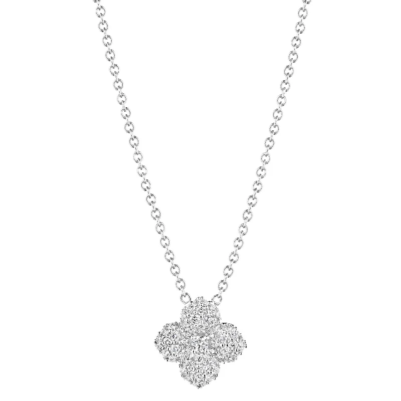 birthstone ladies necklace-Petite Penny Diamond Flower Necklace