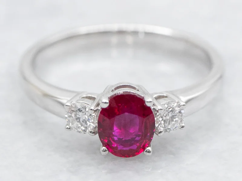 minimalist solitaire engagement ring for women-Ruby and Diamond Ring