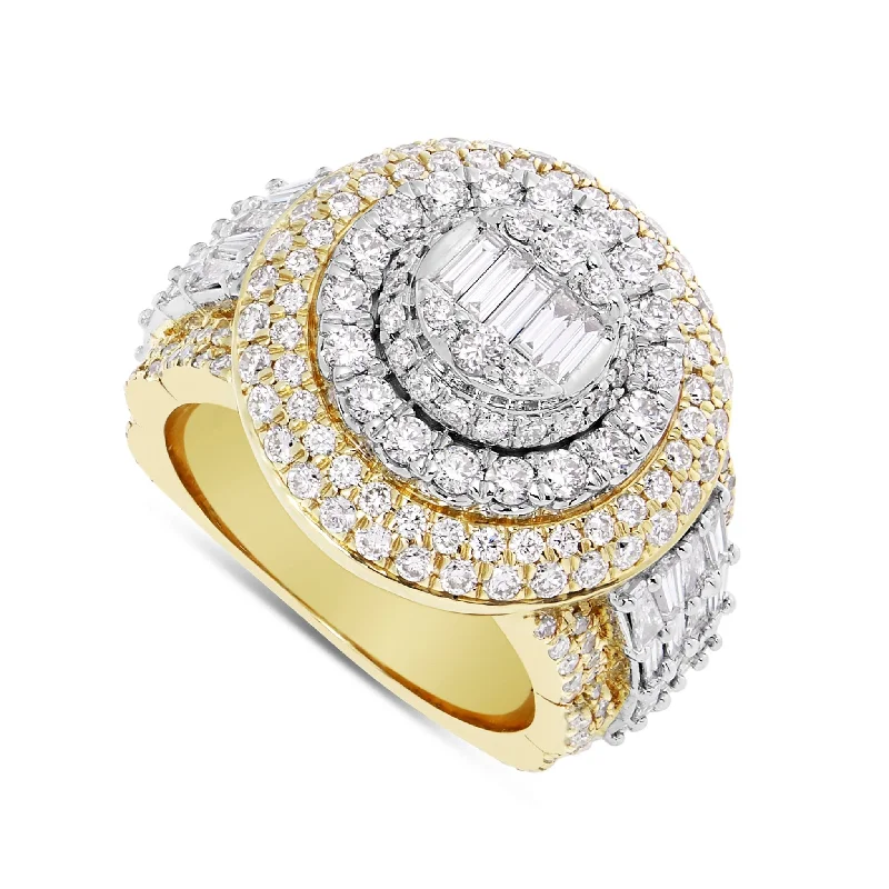 three-stone engagement ring for women-14K Gold Two Tone 7.65ct Bilevel Halo Diamond Ring