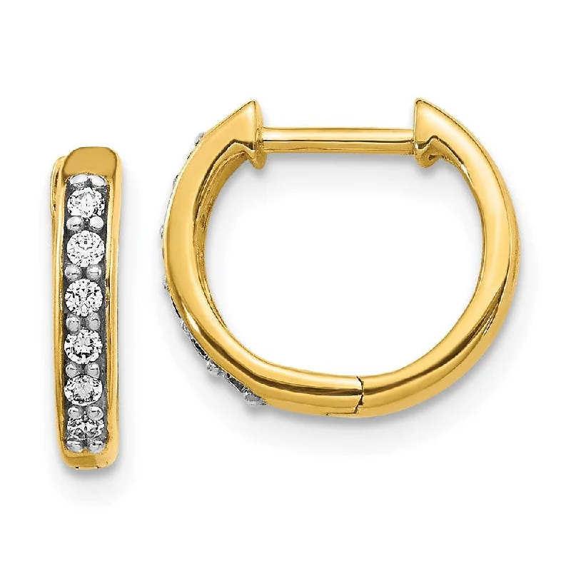 silver ladies earrings-14k Yellow Gold Diamond Hoop Earrings