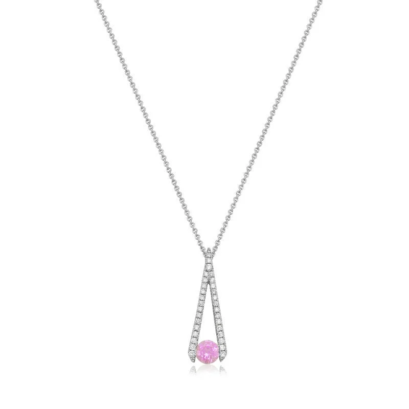 mariner chain ladies necklace-18K White Gold Morganite Pendant Necklace