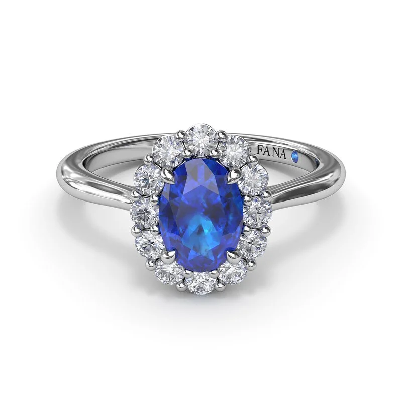 boho chic engagement ring for women-Dazzling Sapphire and Diamond Ring R1835S