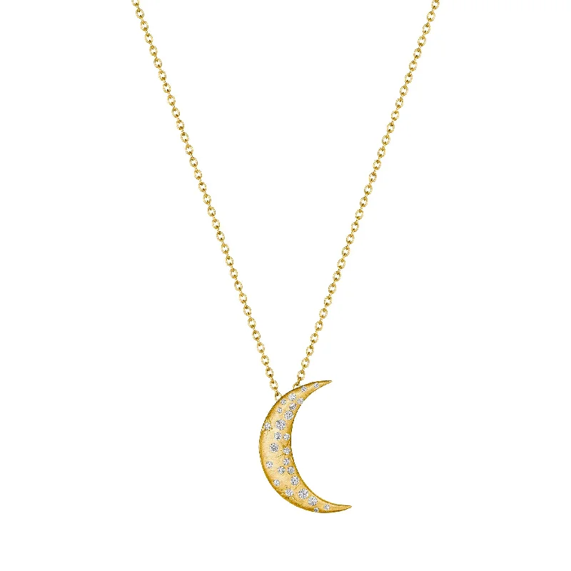 minimalist ladies necklace-Galaxy Crescent Moon Necklace