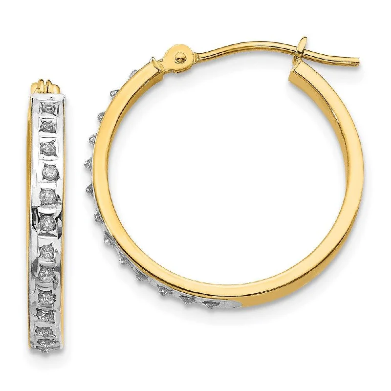 starry night ladies earrings-14k Diamond Fascination Round Hinged Hoop Earrings