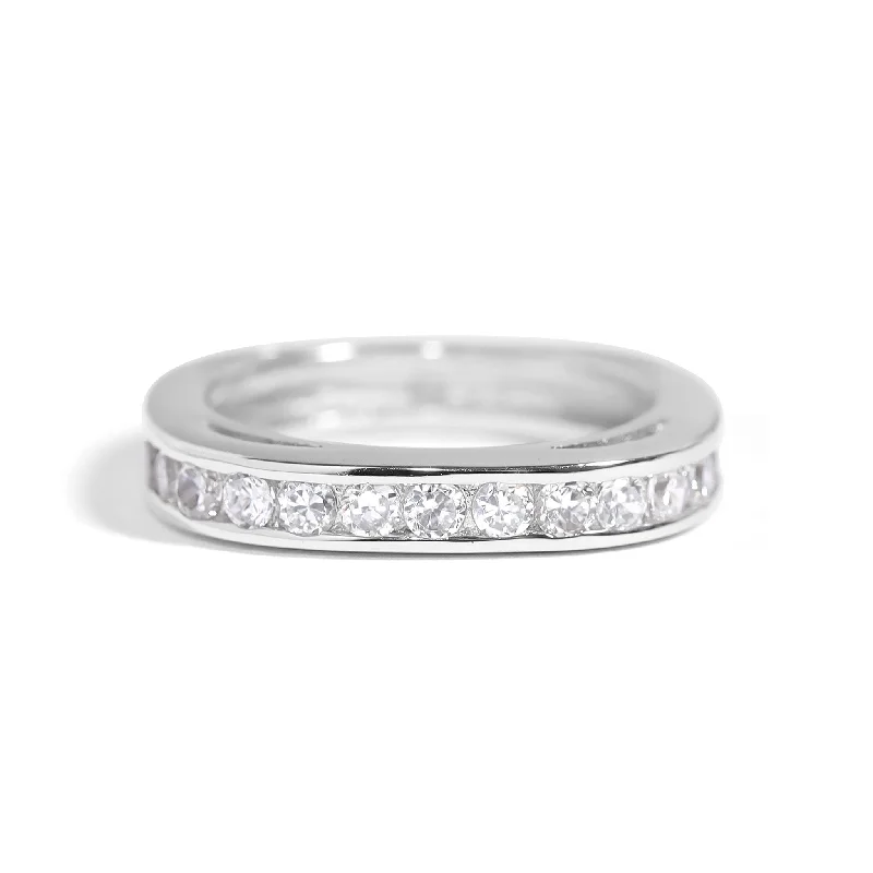 ultra-thin band ladies ring-Sterling Silver CZ Ring / SSR0193