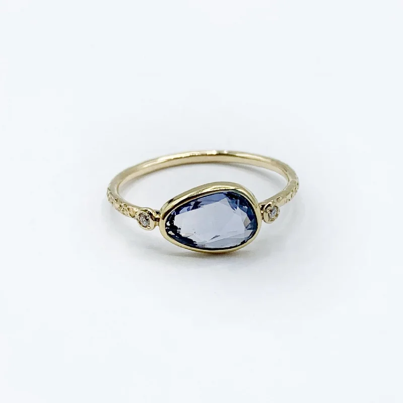 oval-cut ladies ring-Sapphires and Diamonds on a Slender Band