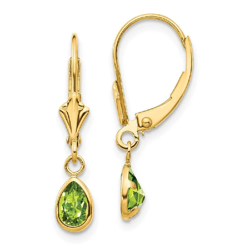 Victorian-style ladies earrings-14k 6x4mm August/Peridot Earrings