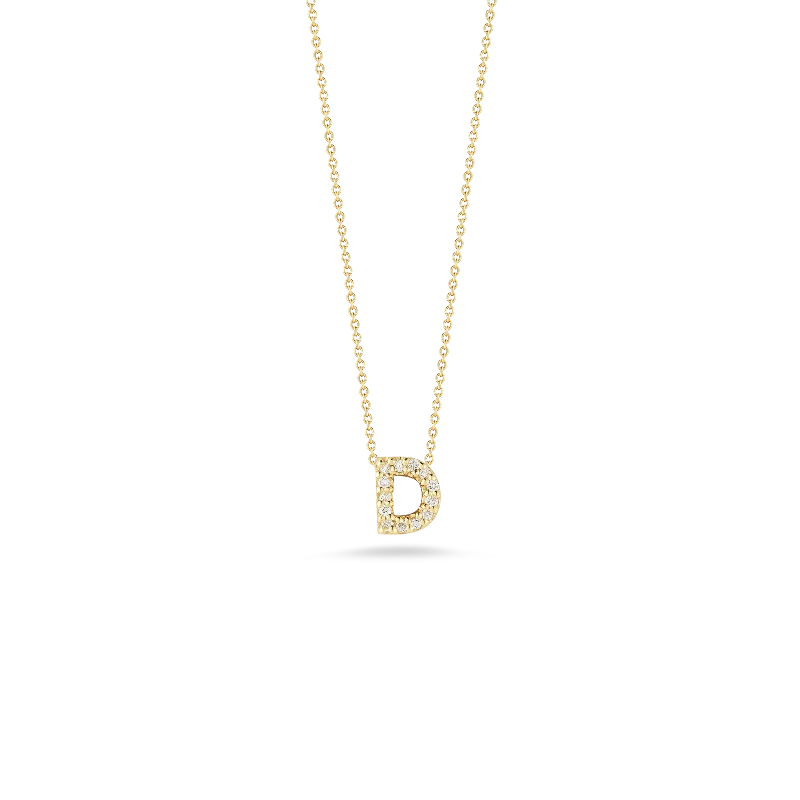 rope twist ladies necklace-18K Diamond Love Letter Necklace "D"