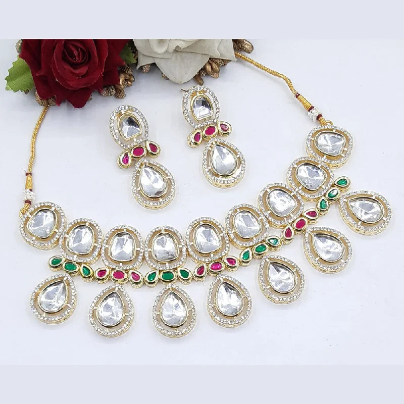 high-end designer ladies necklace-Manisha Jewellery Gold Plated Crystal Stone Necklace Set