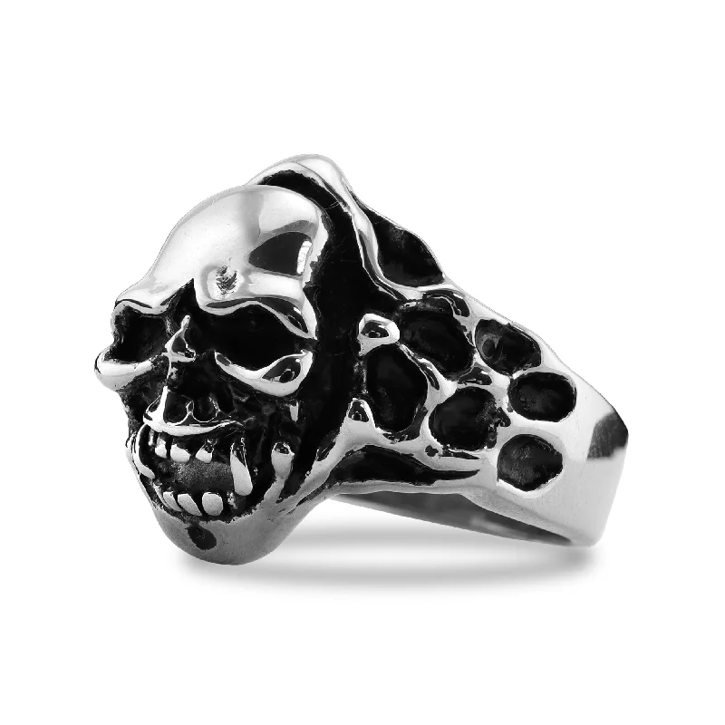 handcrafted ladies ring-Polished Skull Stainless Steel Ring / SCR2051