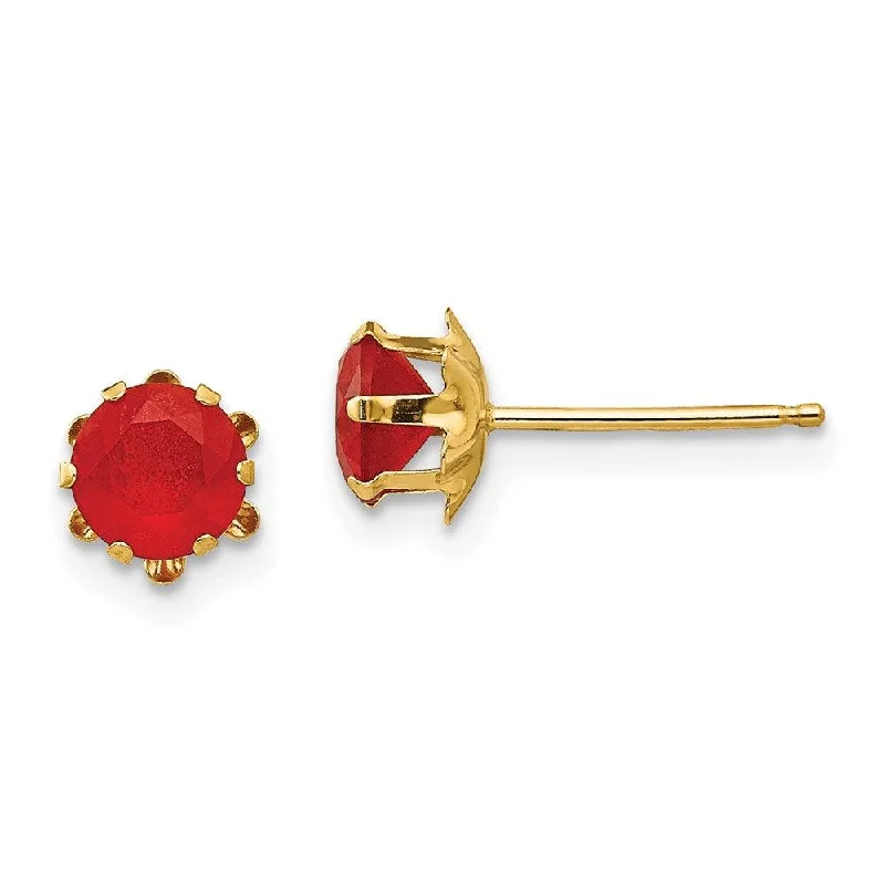 boho chic ladies earrings-Madi K Kid's 14k  5mm Synthetic Ruby (Jul) Earrings