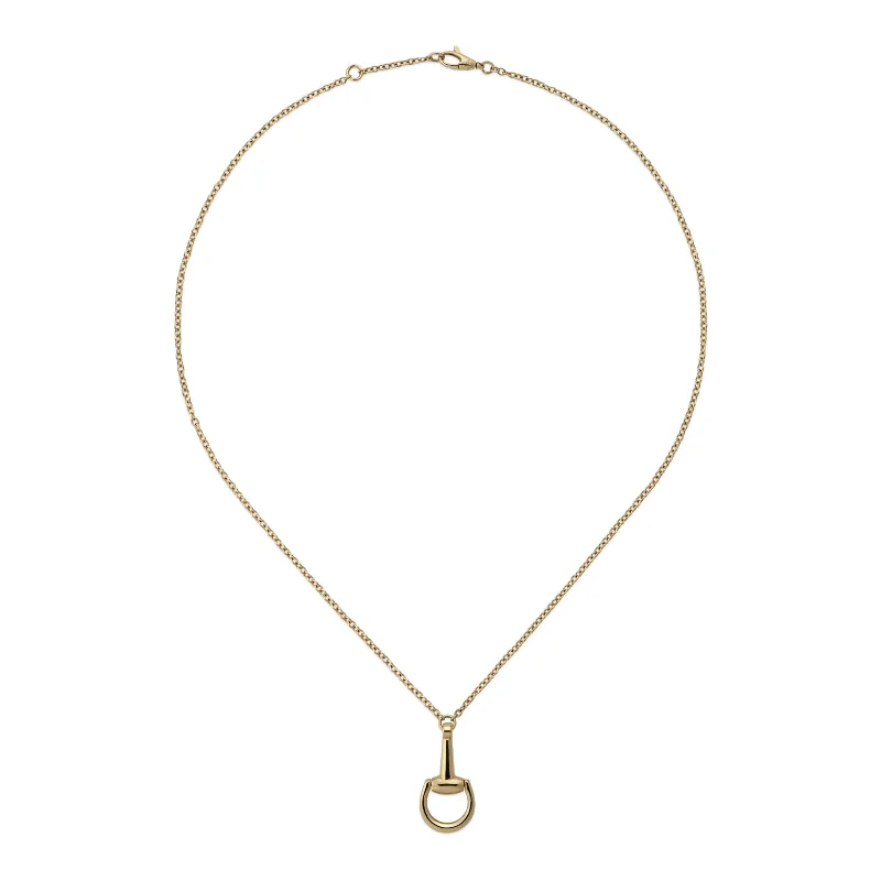 short choker ladies necklace-18K Yellow Gold Horsebit Chain Necklace