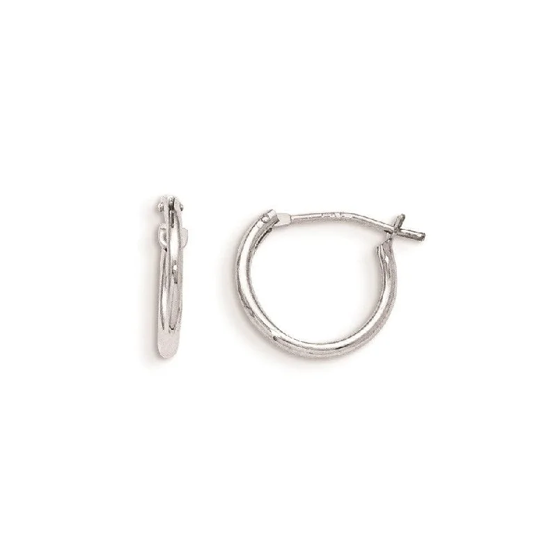 fine jewelry ladies earrings-Madi K Kid's 14k White Gold  Hoop Earrings