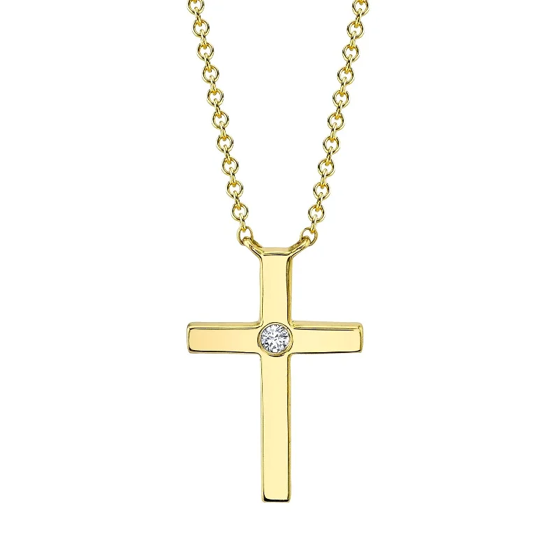 interlocking circle ladies necklace-Diamond Bezel Cross Necklace