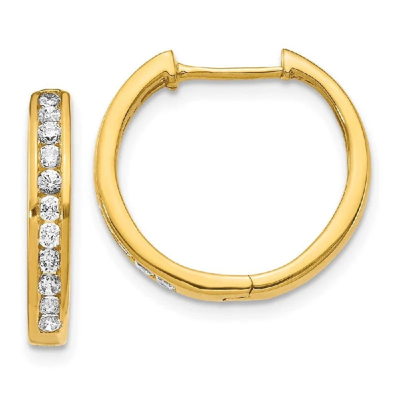 eco-friendly ladies earrings-14k Diamond Hinged Hoop Earrings