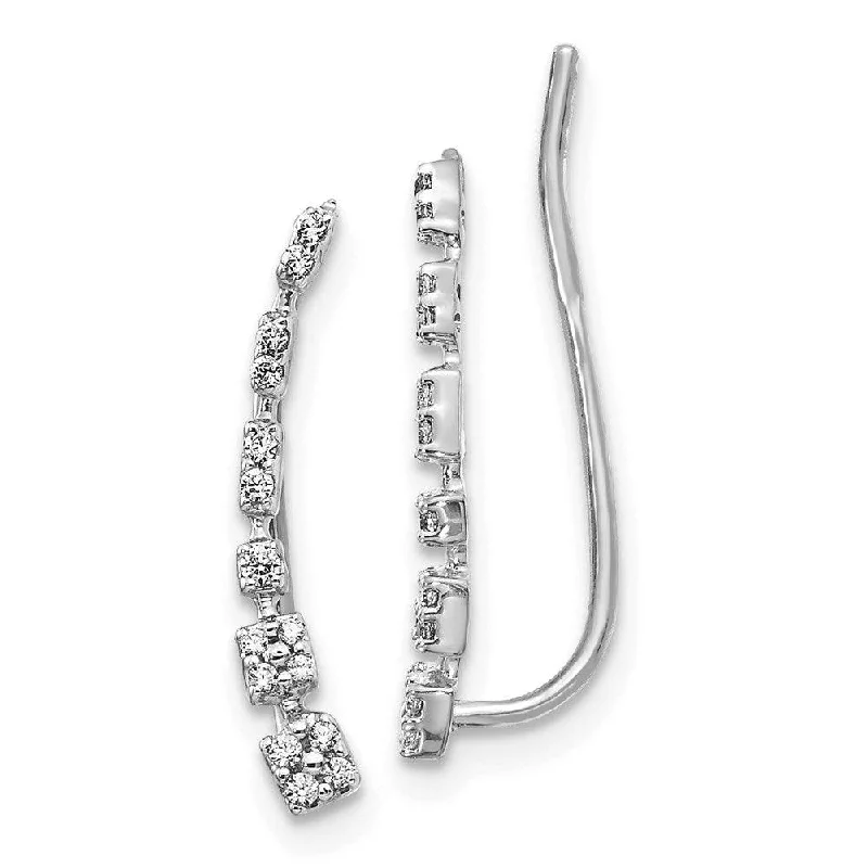 spiral twist ladies earrings-14k White Gold Diamond Earrings