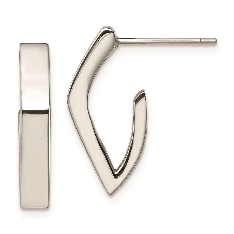 infinity ladies earrings-Stainless Steel Polished J Post Earrings