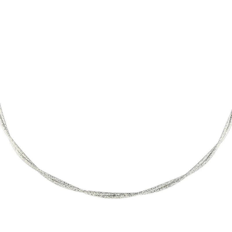 layered pearl ladies necklace-Sterling Silver Twisted Double Omega Necklace