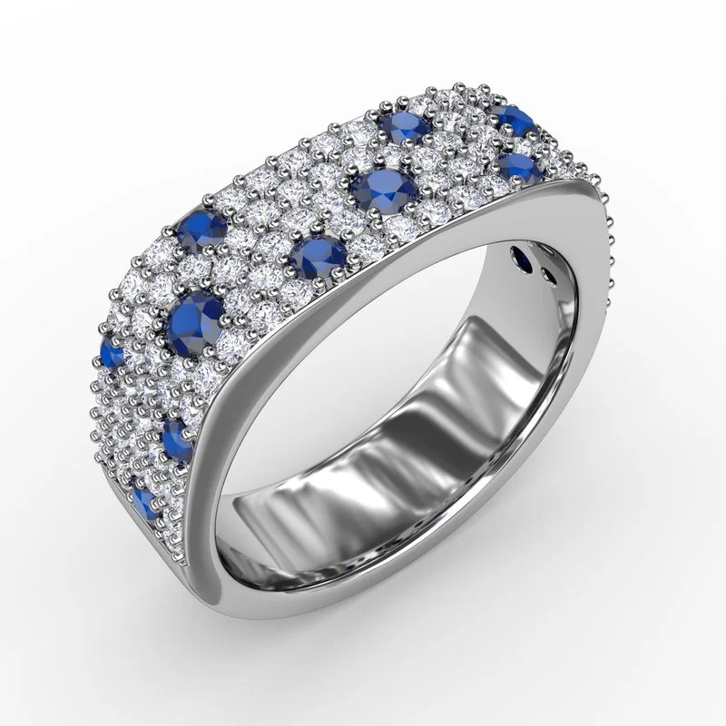 marquise-cut engagement ring for women-Under the Stars Sapphire-Speckled Diamond Ring R1632S