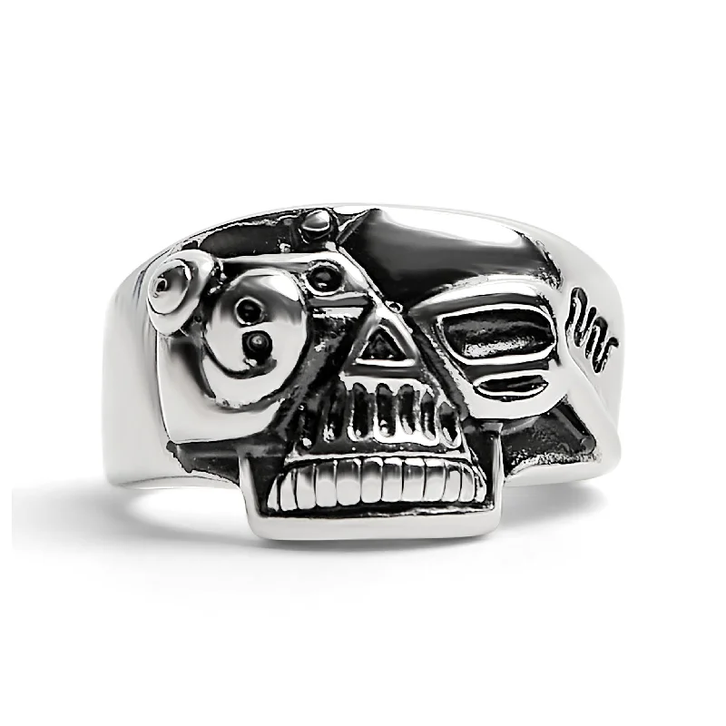 custom engraving ladies ring-Polished Skull Stainless Steel Ring / SCR2015