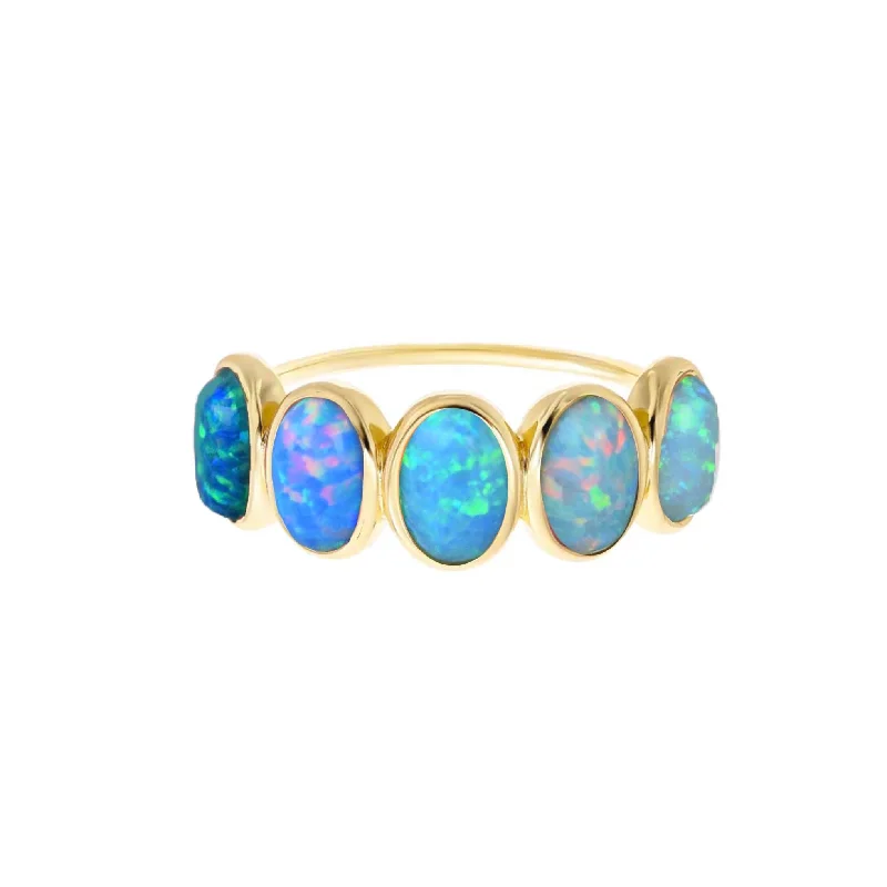 baroque-inspired ladies ring-Blue Opal Ombre Candy Band