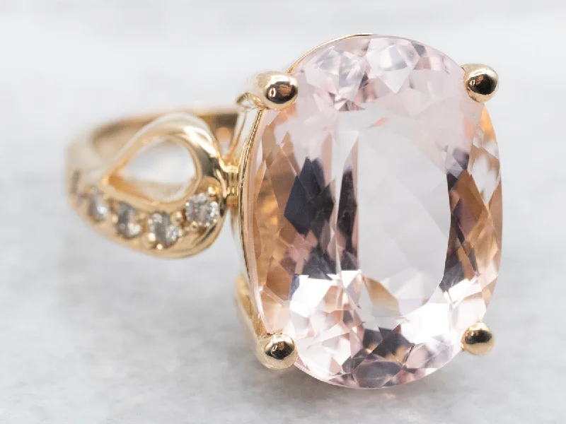 celestial theme engagement ring for women-Morganite and Diamond Ring