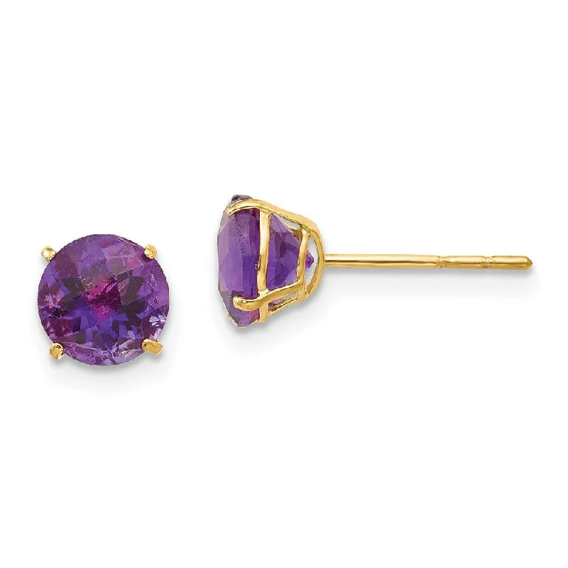 chandelier ladies earrings-Madi K Kid's 14k  Round Amethyst 6mm Post Earrings