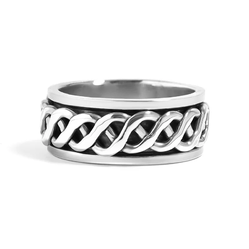 triple-stone vintage ladies ring-Sterling Silver Celtic Knot Spinner Ring / SSR0051