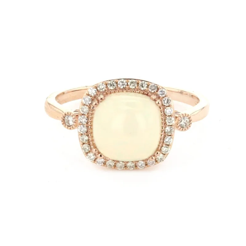 eco-friendly engagement ring for women-Cushion Opal Diamond Ring