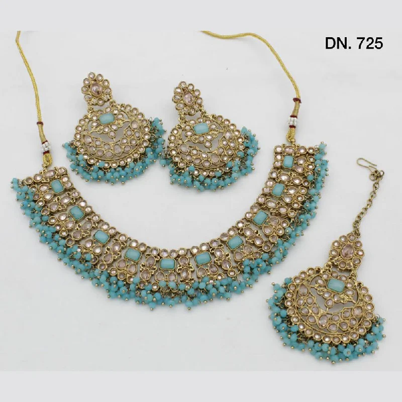 geometric design ladies necklace-Shree Chamunda Jewellers Gold Plated Crystal Necklace Set