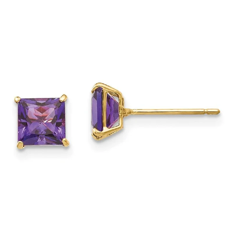 stud ladies earrings-Madi K Kid's 14k  Amethyst 5mm Square Post Earrings