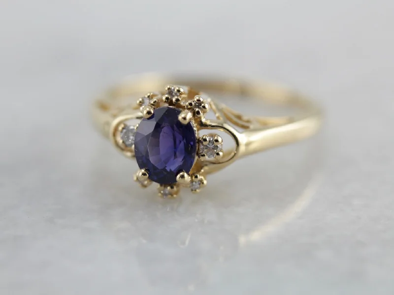 heirloom diamond engagement ring for women-Sapphire and Diamond Ring