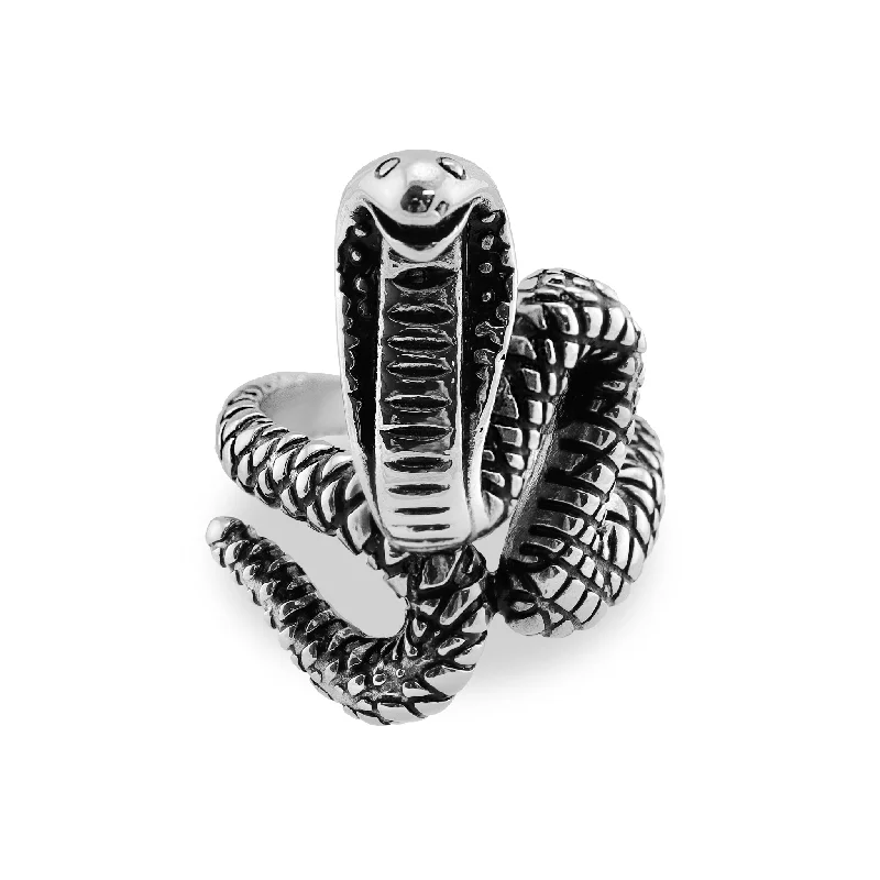 non-traditional ladies ring-Detailed Cobra Stainless Steel Polished Ring / SCR3028