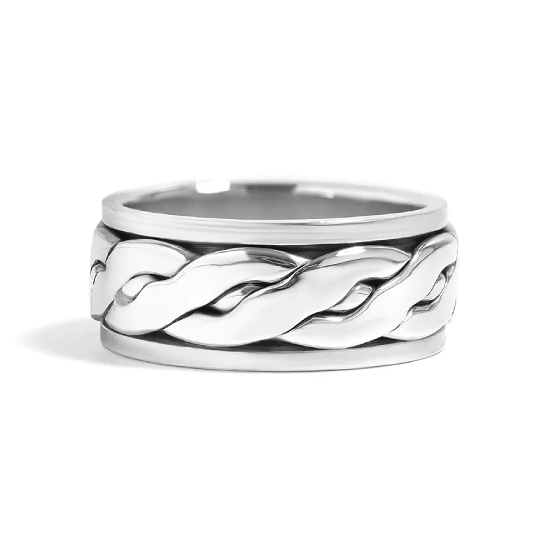 romantic infinity ladies ring-Sterling Silver Braided Celtic Knot Spinner Ring / SSR0044