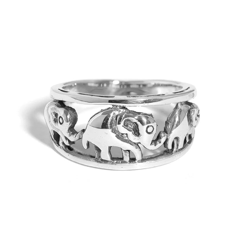 antique finish ladies ring-Sterling Silver Elephant Ring / SSR0221